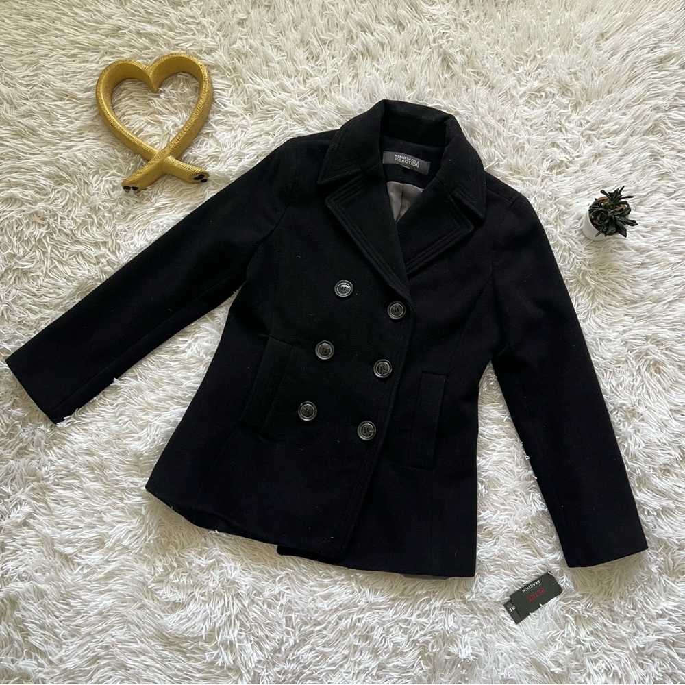 NWT Kenneth Cole Black Peacoat Classic Winter Style